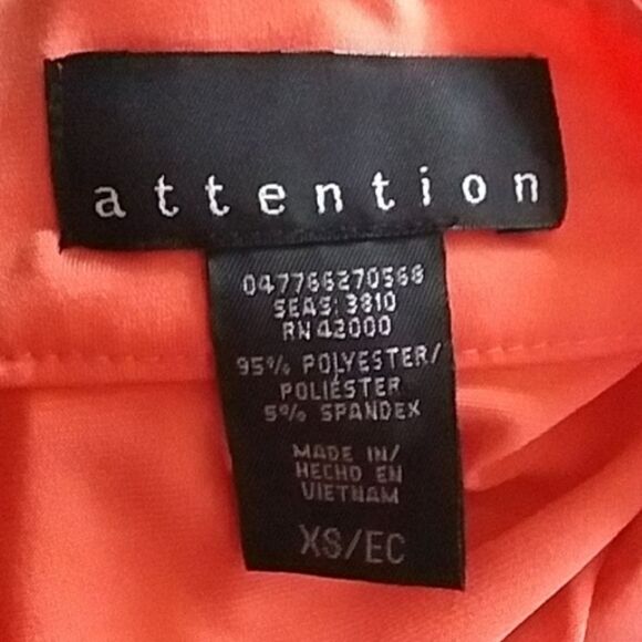 Attention Deep Coral 70s  80s 90s Style Body Con Dress Tiger Stripe Sash size XS - Picture 11 of 12